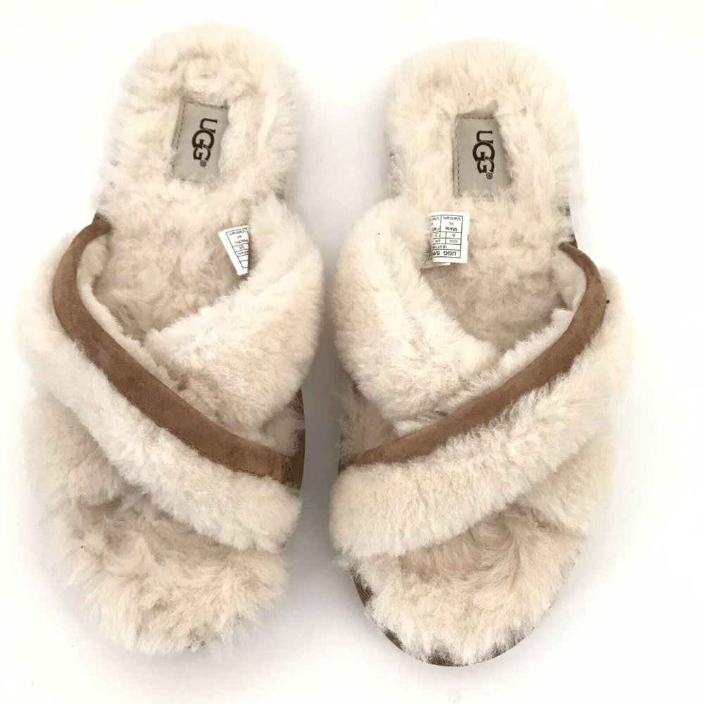 UGG AUSTRALIA Abela Women's Shearling Open Toe Size 9 Slip-On Slippers